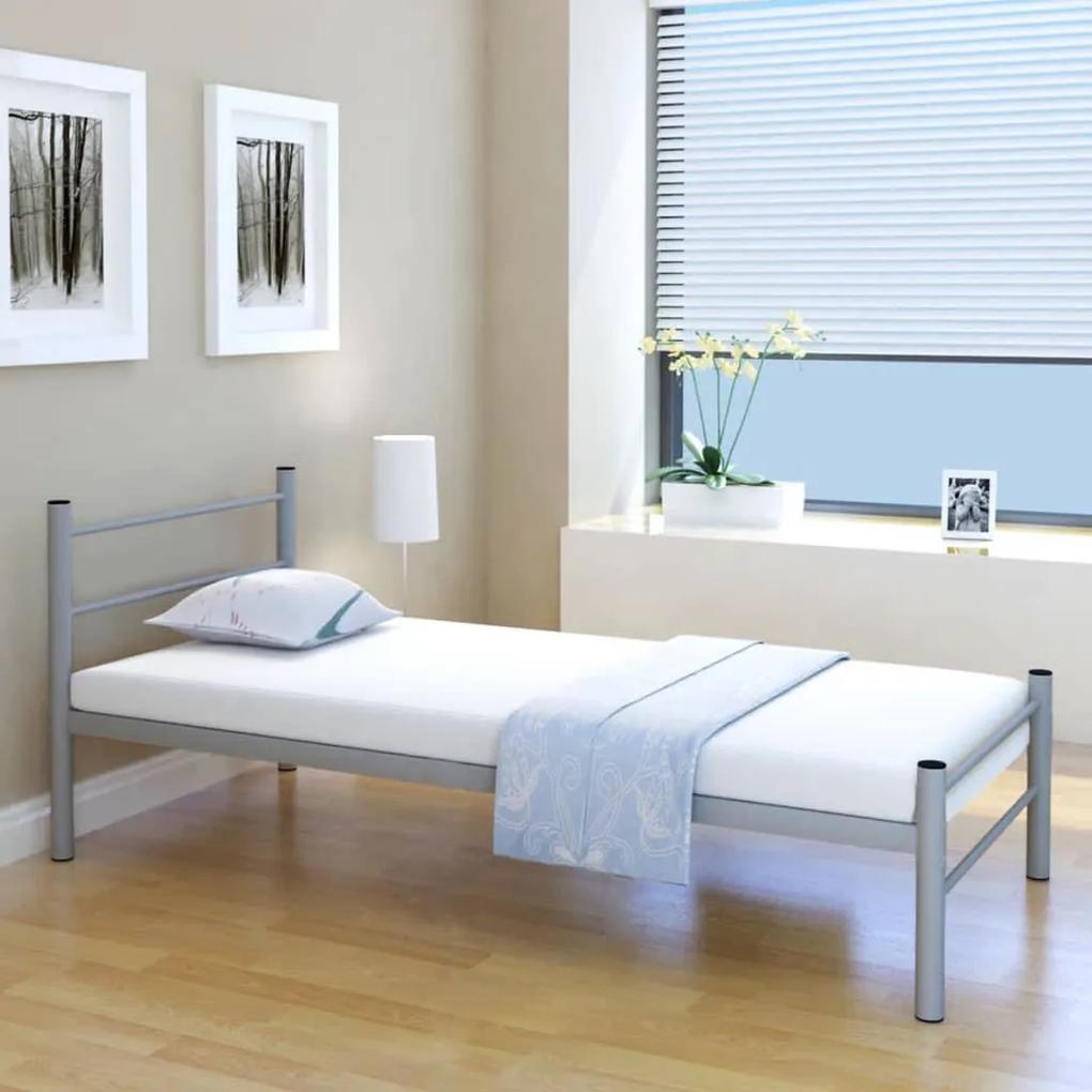 vidaXL Kovový rám postele, šedý, 90x200 cm