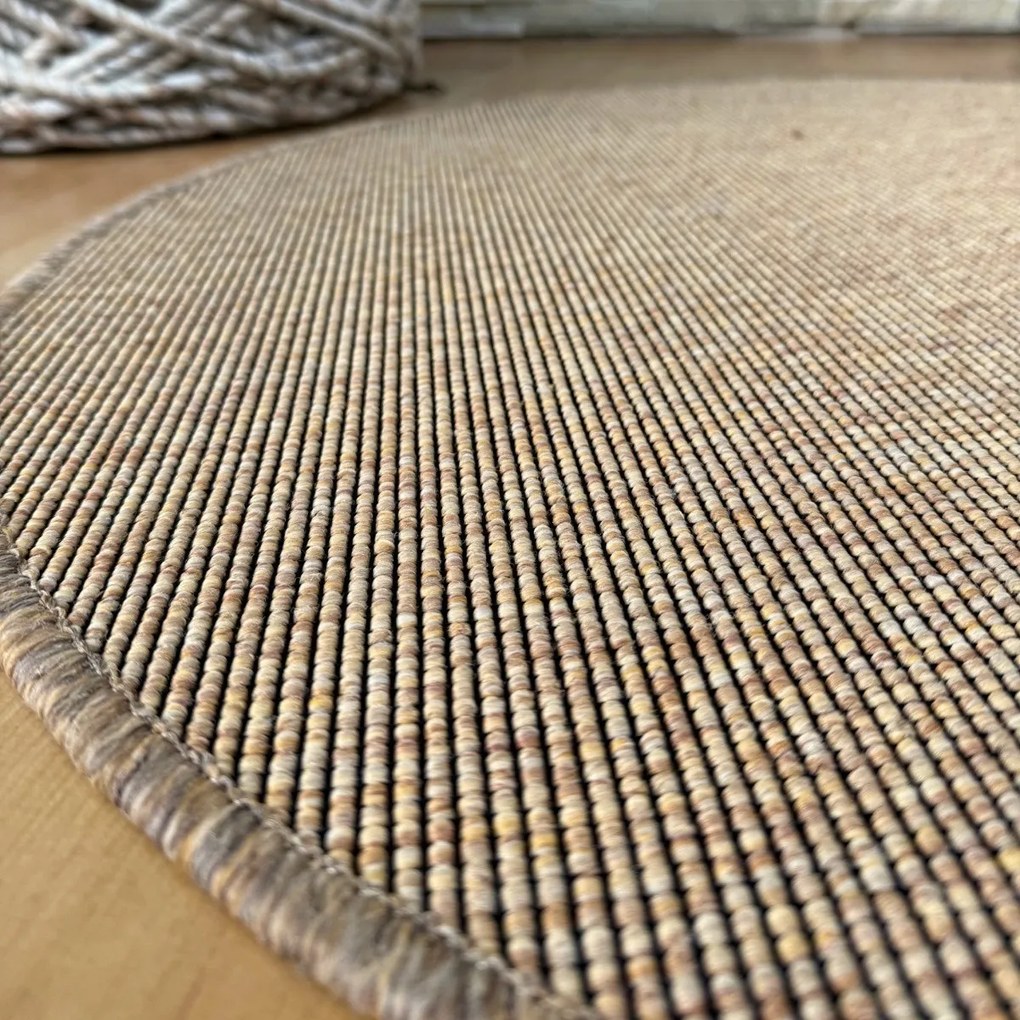 Vopi, Kusový koberec Nature NEW prírodný kruh, 200x200 (priemer) kruh, oranžová, kuchyňa