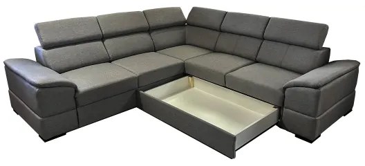 Univerzálna rohová rozkladacia sedacia súprava s úložným priestorom GRANADA tmavošedá