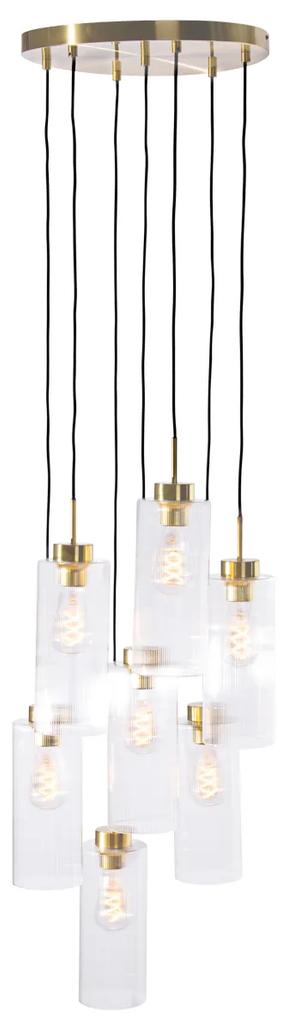 Art Deco závesná lampa zlatá so sklenenými 7-svetlíkmi - Laura