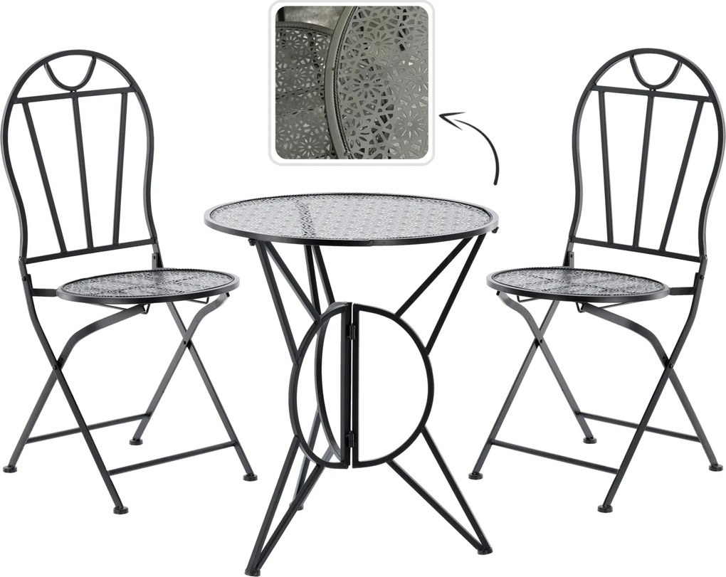 CH Kovový záhradný nábytok Susan - stôl + 2 stoličky