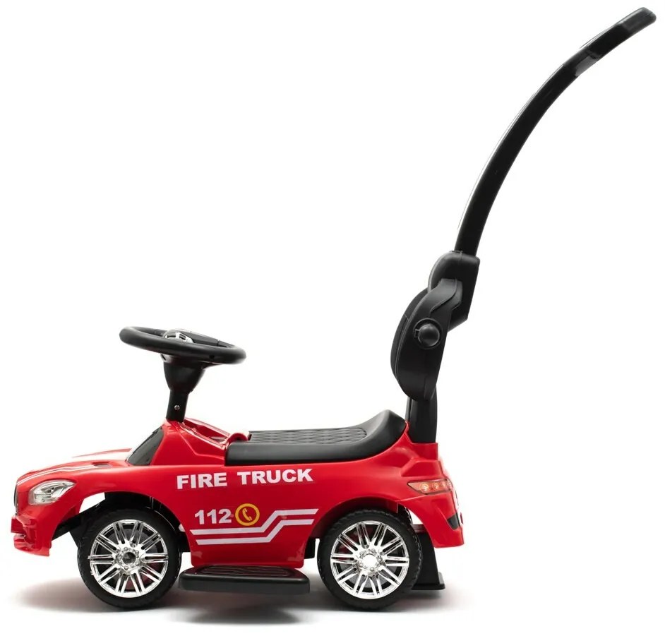 Baby Mix Detské odrážadlo so zvukom a vodiacou tyčou Hasiči, červená