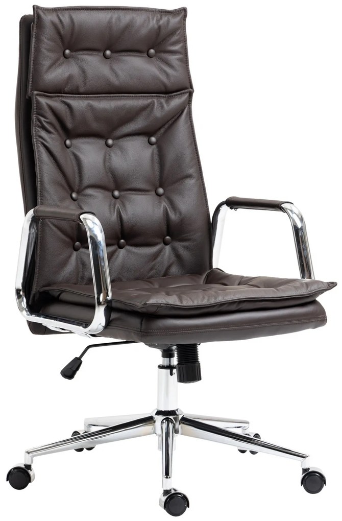 Kancelárska stolička Sotira - koža - Hnedá