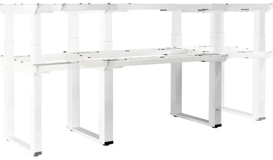 Výškovo nastaviteľný stôl OfficeTech Strong 240 x 80 cm, biela podnož, dub kraft
