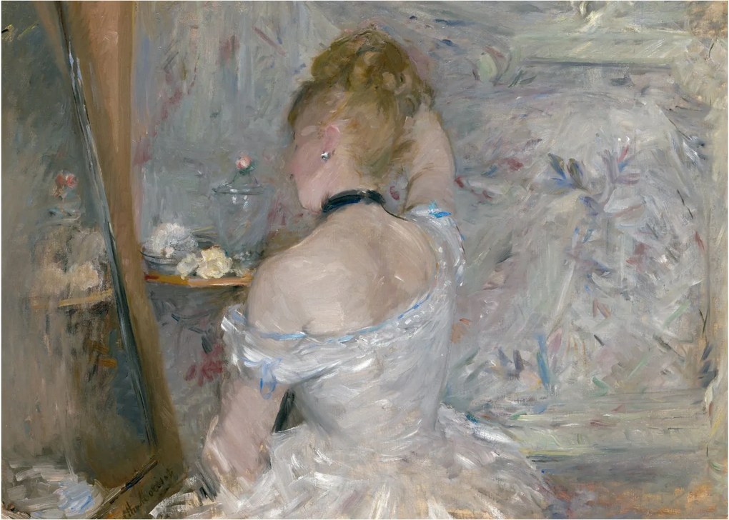 Sklenený obraz - Berthe Morisot, Woman at Her Toilette, reprodukcia (70x50 cm)
