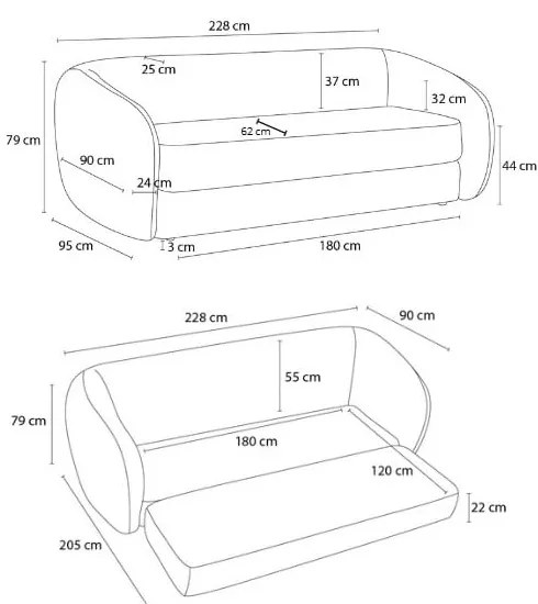 Béžová ženilková rozkladacia pohovka 228 cm Neyo – Bobochic Paris