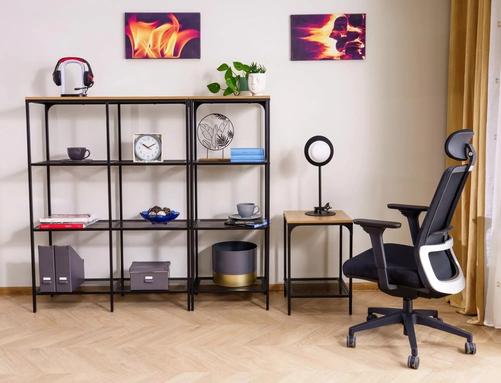 Regál Lex A 100 cm dub prírodný/čierny