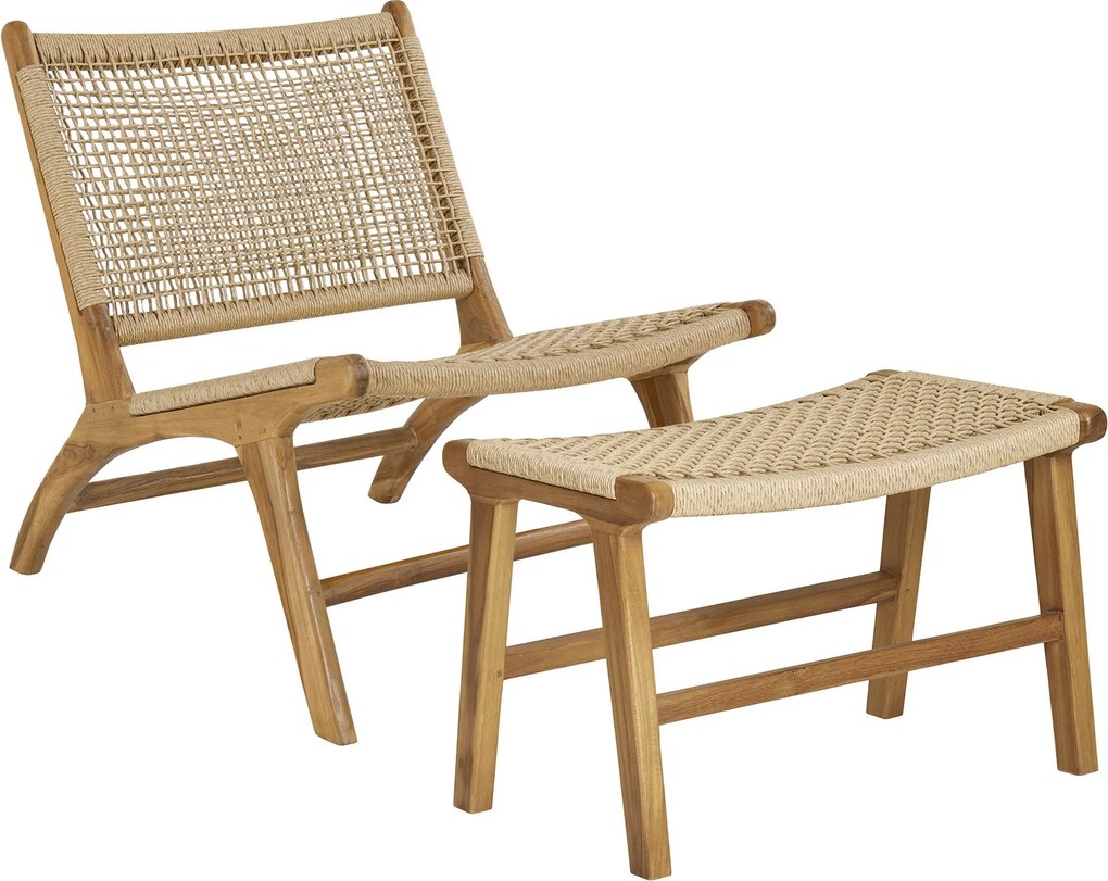 Záhradná stolička s taburetkou Drateriaora 2 (prírodná). Akcia -10%. Vlastná spoľahlivá doprava až k Vám domov. 1146606