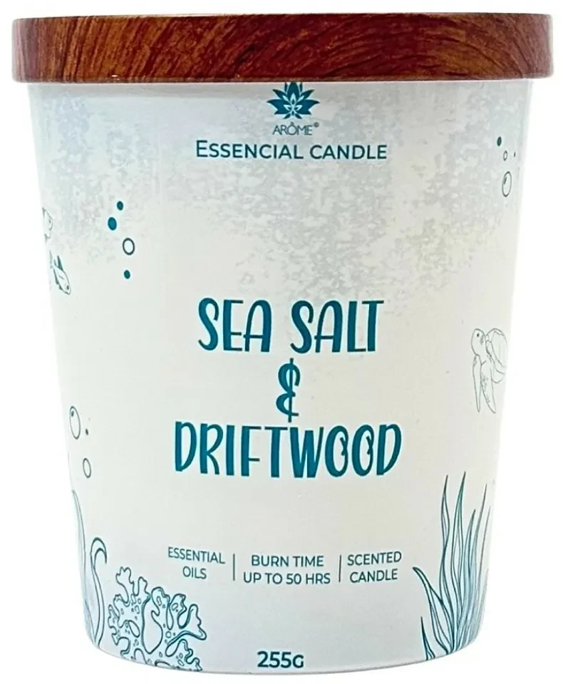 Arome Sviečka v skle s kovovým viečkom 255 g Sea salt & Driftwood