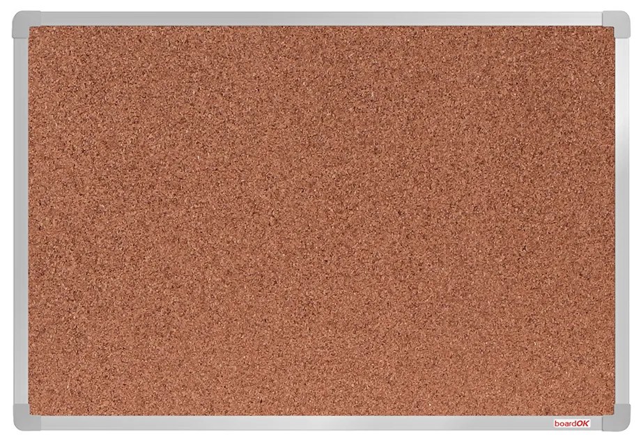 Korková nástenka boardOK v hliníkovom ráme, 600 x 900 mm, eloxovaný rám