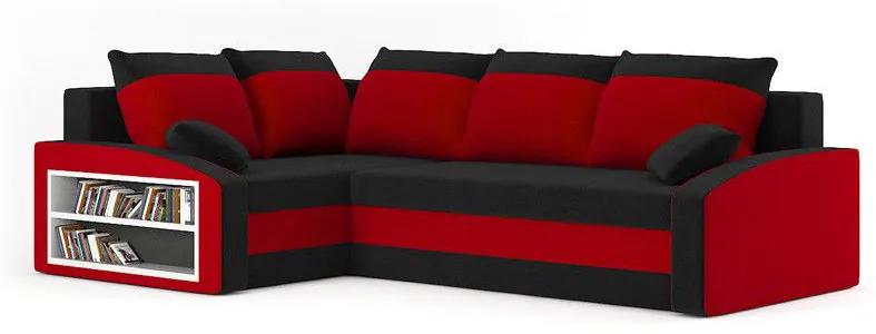Rohová sedačka Gavriel (čierna + červená) (s poličkou) (L). Vlastná spoľahlivá doprava až k Vám domov. 1066822