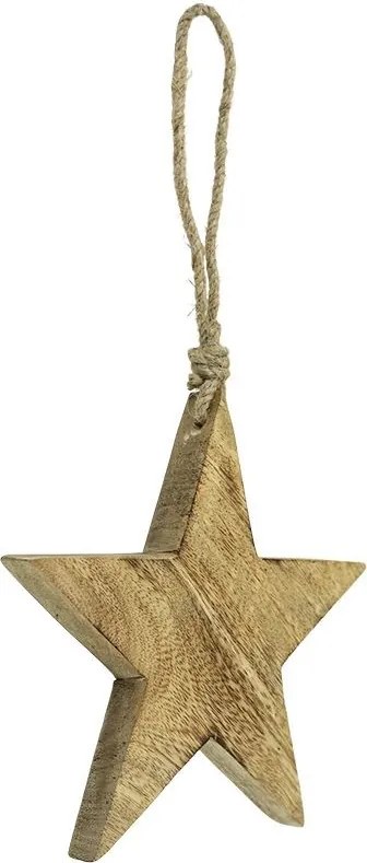 Dekorácia prírodná drevená hviezda na povrázku - 15*2*15cm