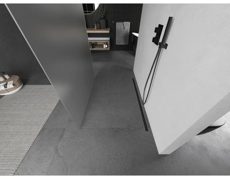 Mexen Kioto, sprchová zástena Walk-In 140 x 200 cm, 8mm sklo námraza, grafitový profil, 800-140-002-66-30