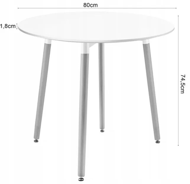 Jedálenský stôl KAMI biely 80 cm so štyrmi stoličkami MARK biele
