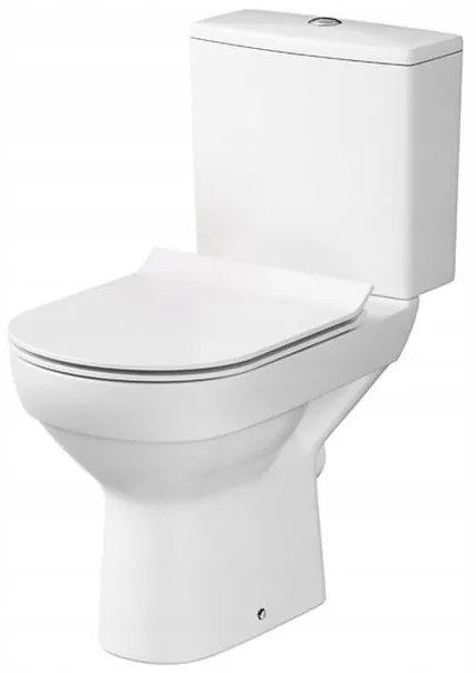 Cersanit City New CleanOn, kombi wc so splachovaním 3/5l, horizontálny odtok + antibakteriálne toaletné sedátko z duroplastu, biela, K35-037