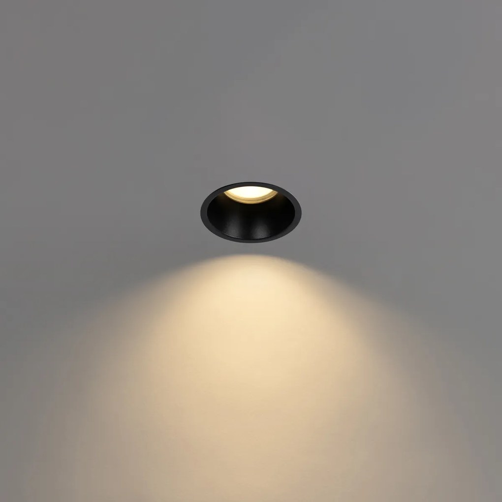 Sada 6 čiernych zabudovaných bodových svetiel GU10 70 mm IP44 - Dept