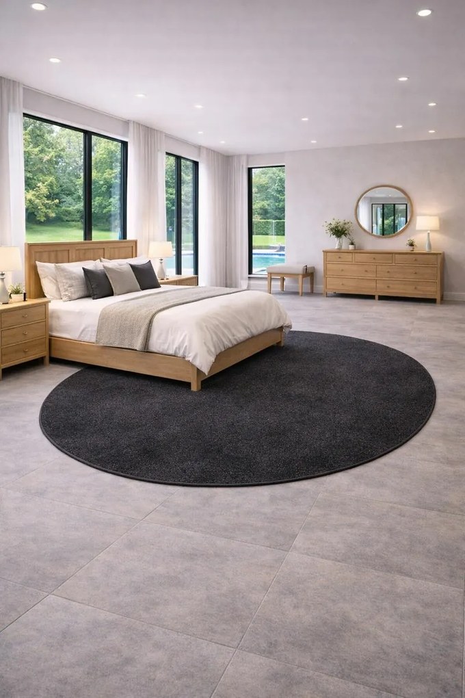 Kusový koberec Eton čierny 78 kruh, 250x250 (priemer) kruh, čierna, chodba / predsieň, Vopi