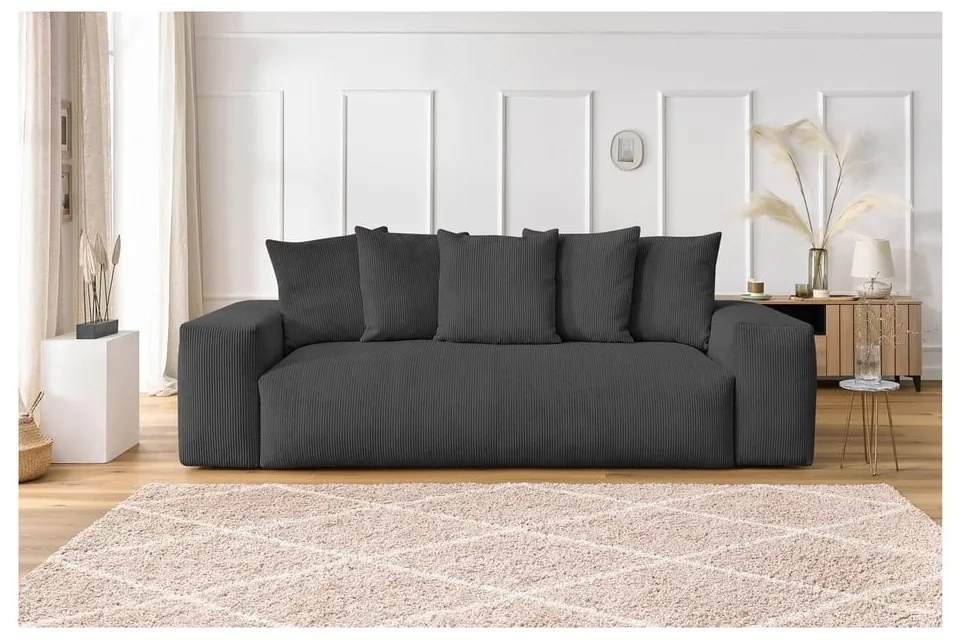 Sivá menčestrová pohovka 280 cm Voltaire – Bobochic Paris