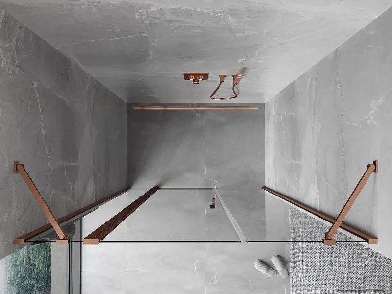 Mexen, Mexen Mist výklopné sprchové dvere 135 cm, transparentné, brúsená meď - 8A4-135-001-65-00