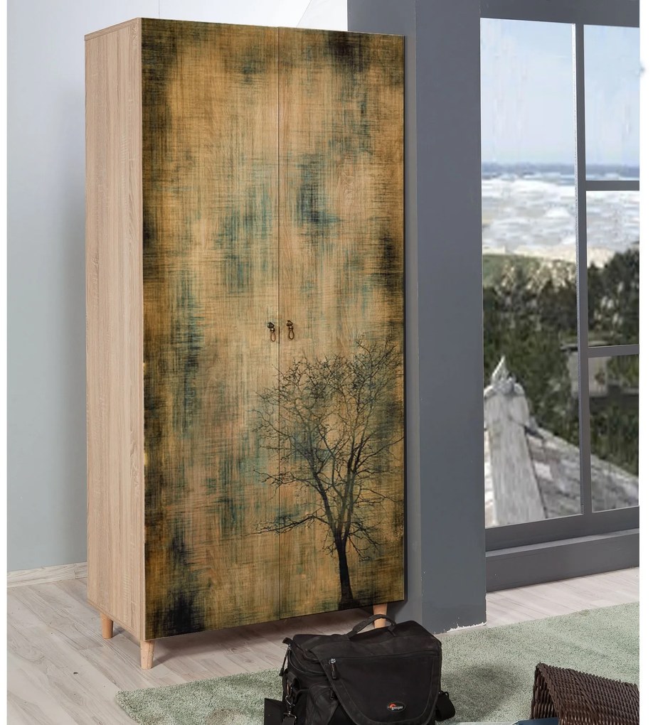 Šatníková skriňa Stil 90 cm dub sonoma/strom