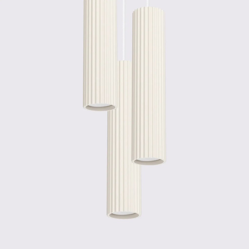 Závesné svietidlo Karbon, 3x béžové kovové tienidlo, o