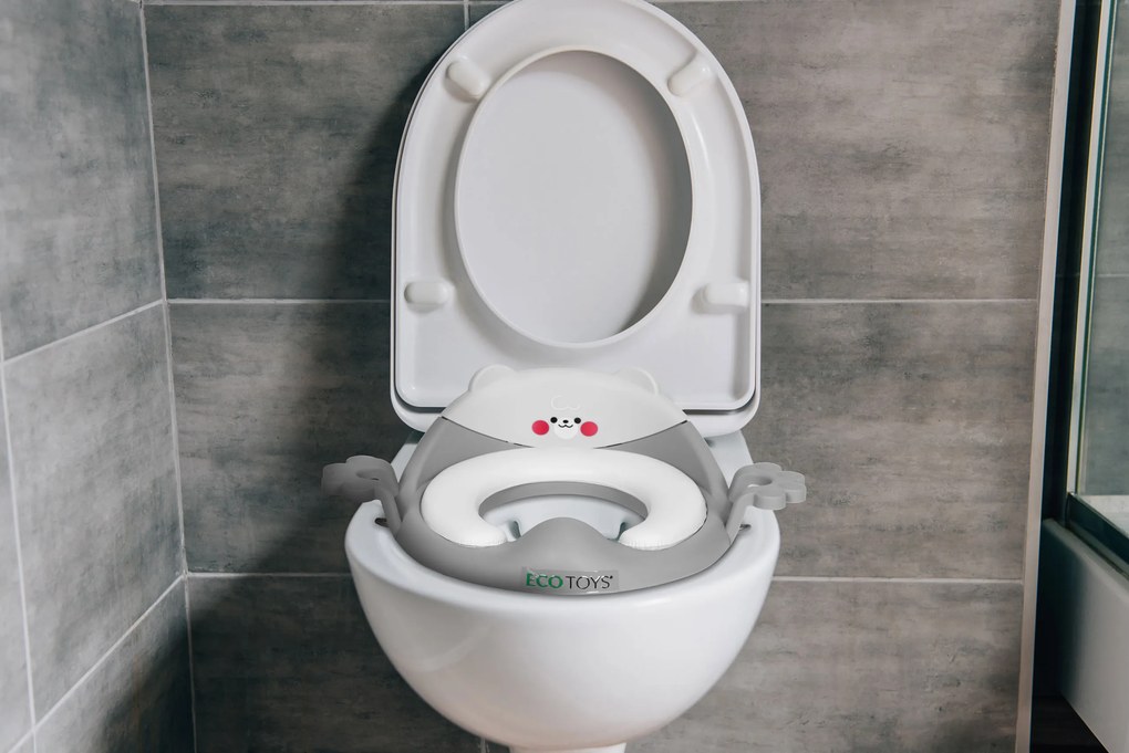 Detský WC sedák, macko, sivý, ECOTOYS