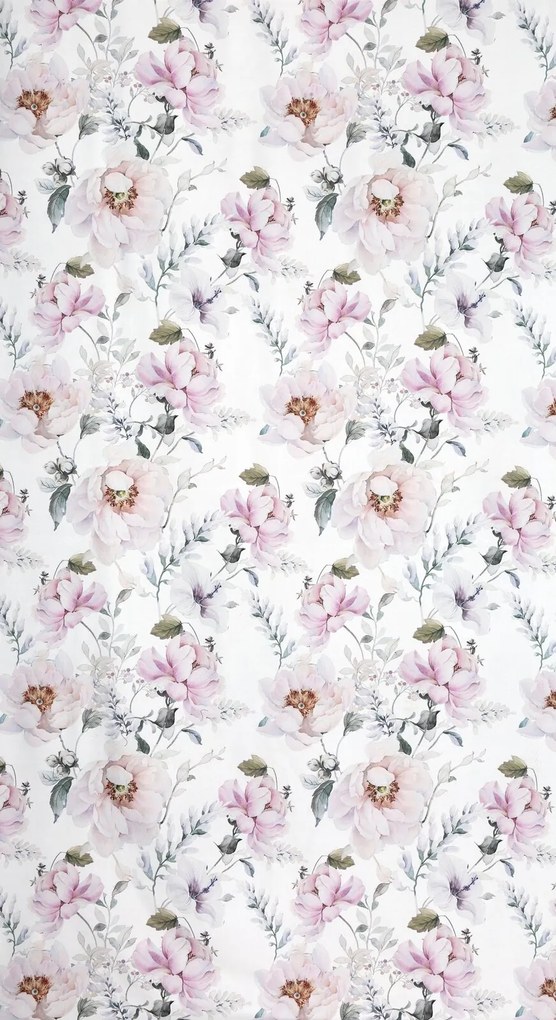 ZÁVES NA KRÚŽKOCH ROSELIN 140X250 CM KVETY