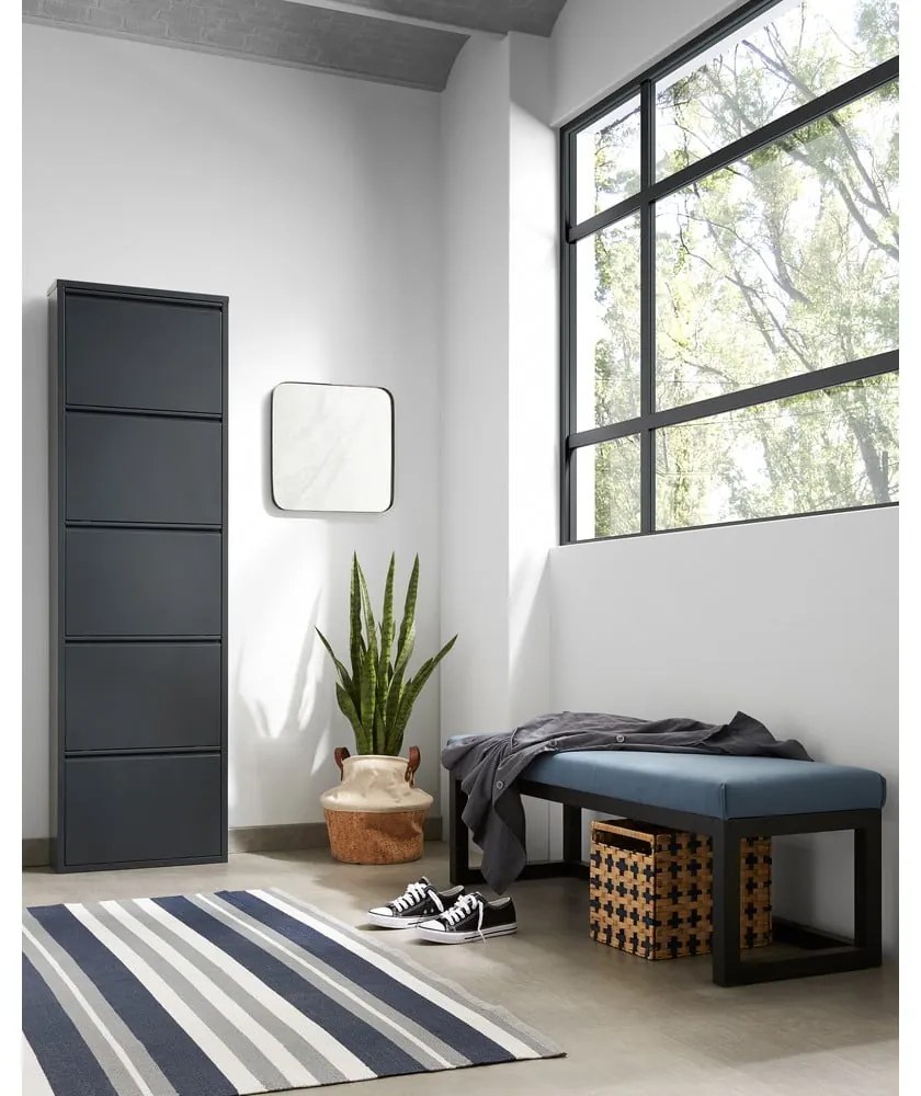 Antracitová kovová výklopná skrinka na topánky 50x169x15 cm Ode – Kave Home