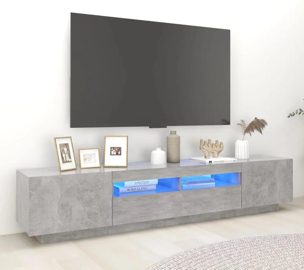 TV skrinka s LED svetlami betónovo-sivá 200x35x40 cm