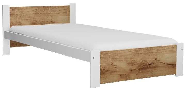 Posteľ IKAROS 90 x 200 cm, dub artisan/biela Rošt: S lamelovým roštom, Matrac: Matrac COCO MAXI 20 cm