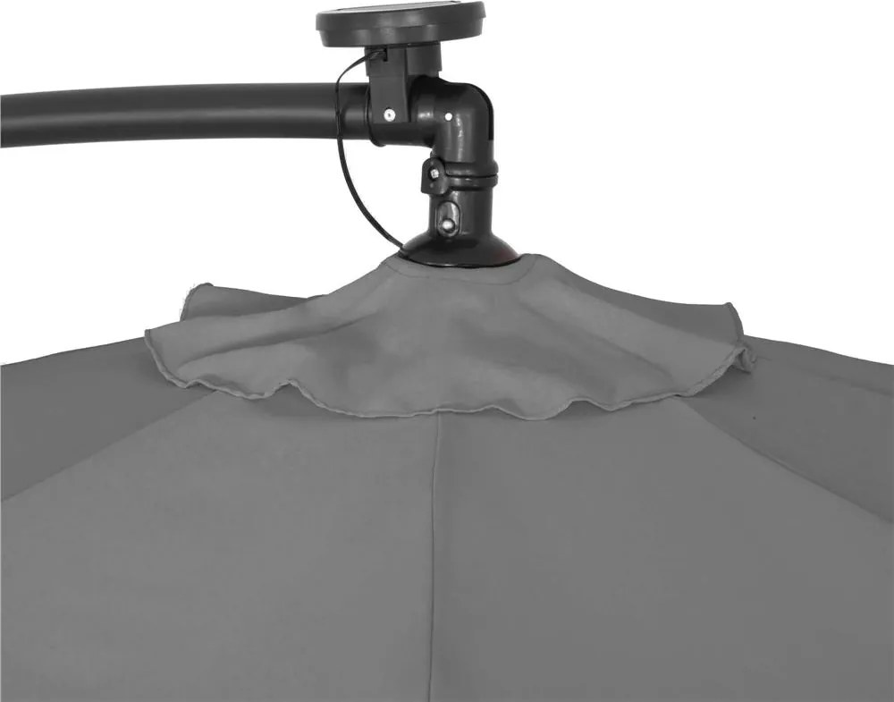 Záhradný slnečník 3m LED SPRINGOS GU0046 - sivý