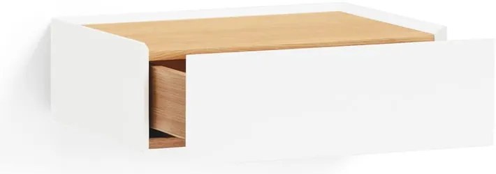 Biely závesný nočný stolík s doskou v dubovom dekore Arista – Teulat