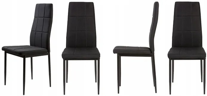 Súprava 4 stoličiek do jedálne, čierna
