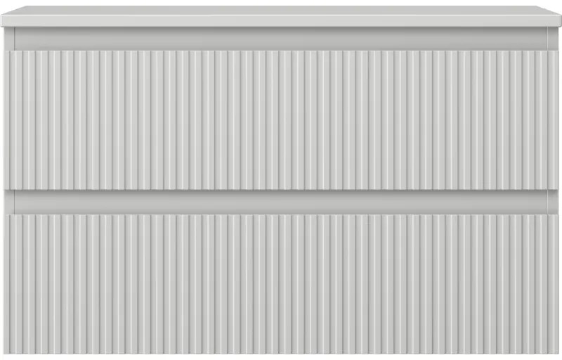 Mexen Rivel, kúpeľňová skrinka 80 cm s pracovnou doskou, 2 zásuvky, drážkovaná, matná sivá, 91A20-08047-2-BFFC62