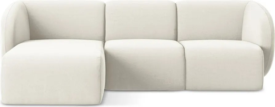 Béžová zamatová rohová pohovka (ľavý roh/s leňoškou) Lani – Makamii