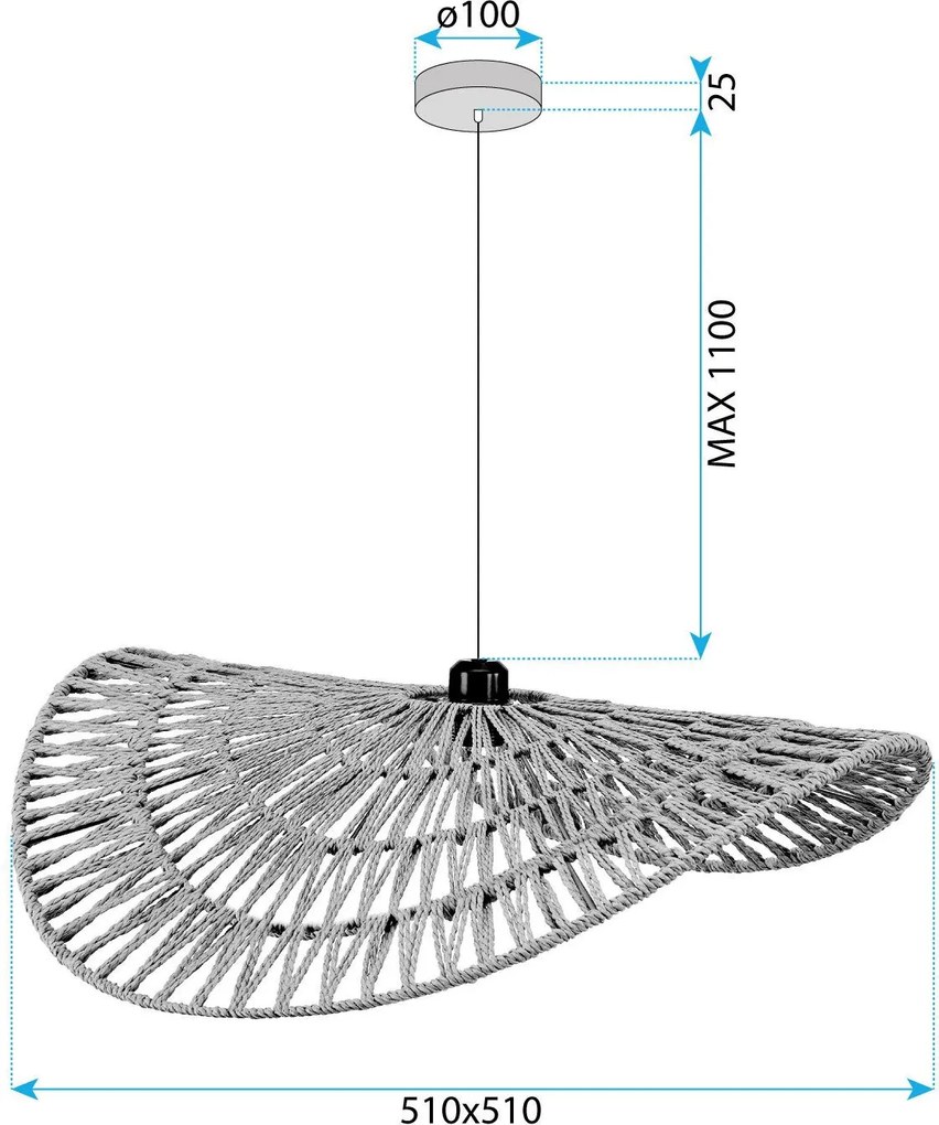 Toolight Toolight, závesné stropné svietidlo 50cm, 1xE27, APP1739-1CP, hnedá-čierna, OSW-06062