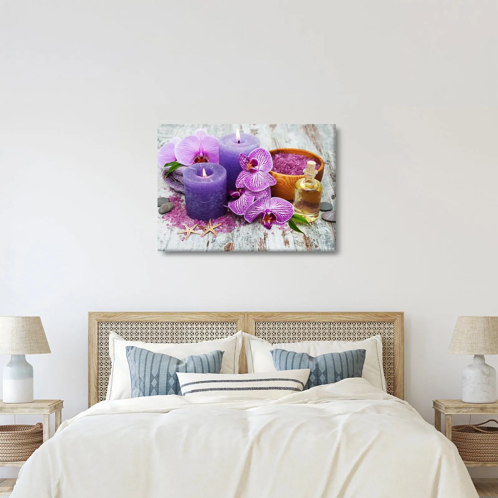 Obraz orchideí a sviečok (70x50 cm)