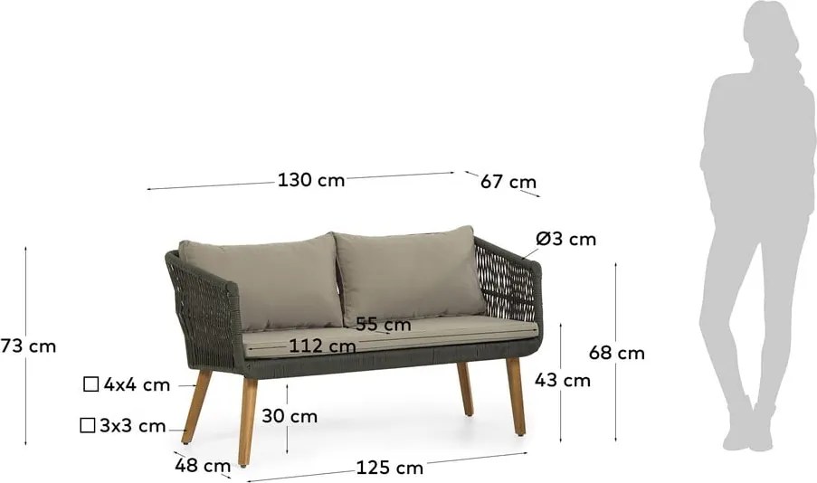 Súprava záhradného nábytku z akáciového dreva Kave Home Inti