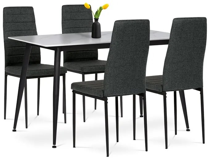 Autronic BONTEC Jedálenský set so 4 stoličkami, 130x70x76cm mramor, ASE-1004 BK2 Farba: Čierna