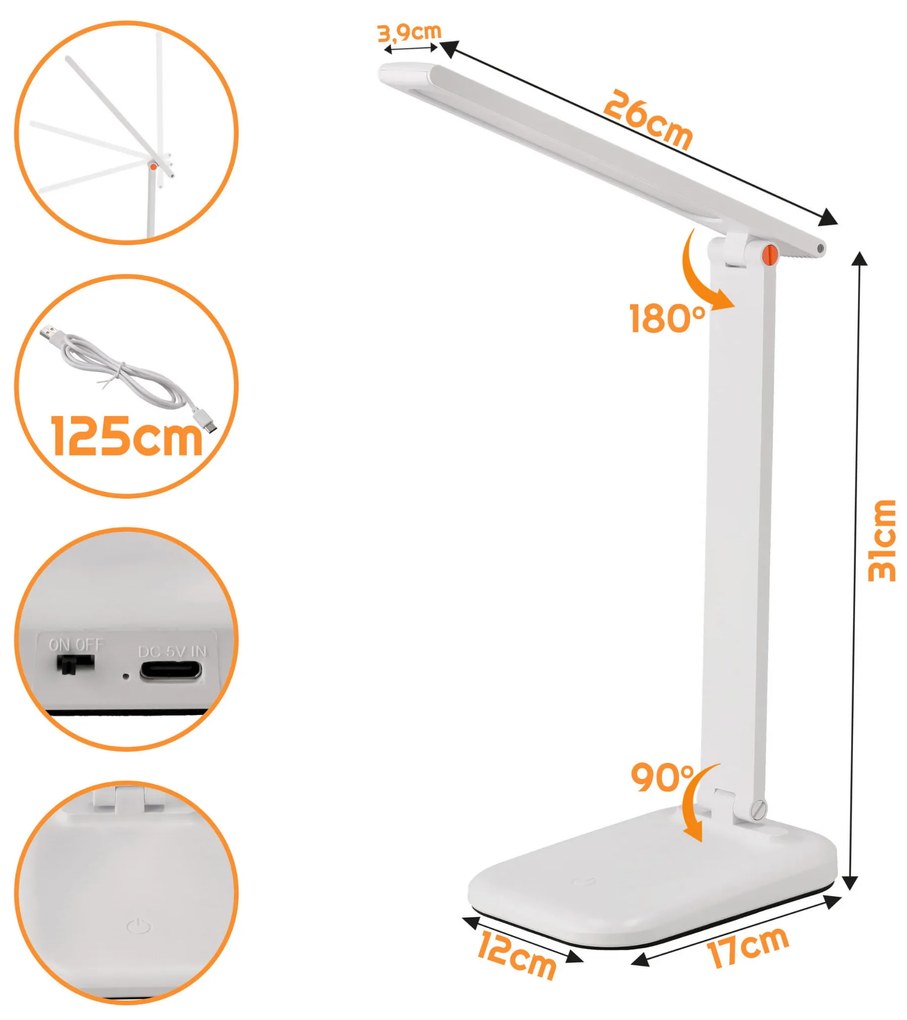 BERGE Stolová LED lampa s klipom HEL