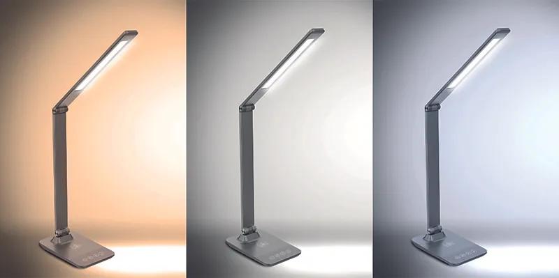 Solight LED stmievateľná lampička s bezdrôtovým nabíjaním, šedá