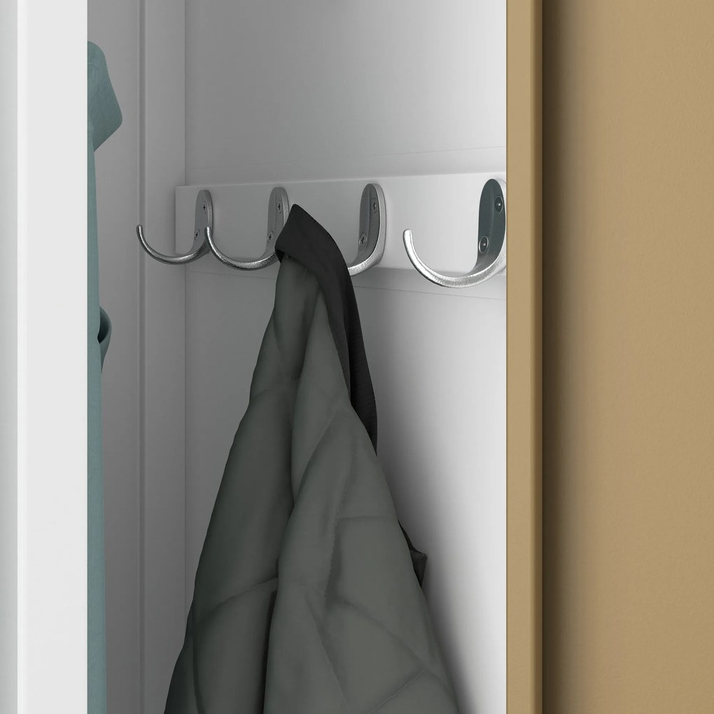 Zamestnanecká skrinka štvorkomorová biela/orech, 800x1800x500 mm: KACPER Eco Design