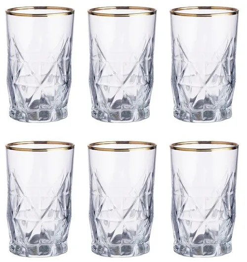 UPSCALE Sada pohárov na liehoviny so zlatým okrajom 110 ml 6 ks