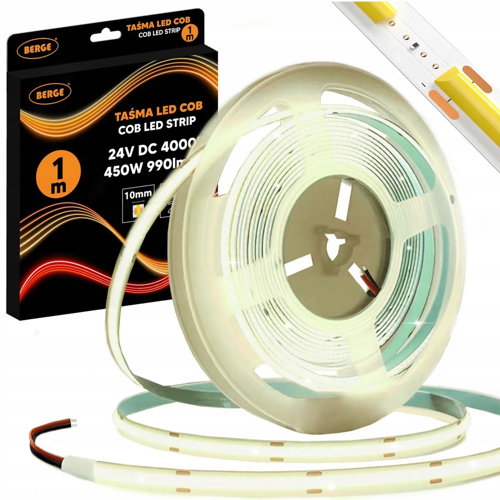 BERGE LED pásik COB Neon 24V - 480D - 9W/m - IP20 - 990lm - 1m - neutrálna farba