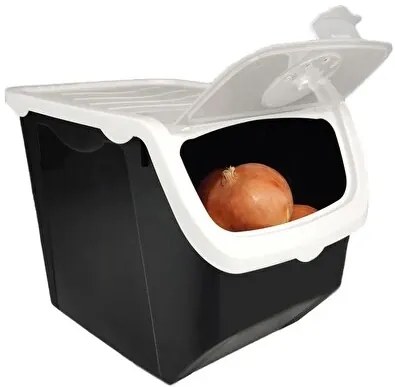 Orion Skladovací čierny box na cibuľu a zemiaky, biele veko (12l)