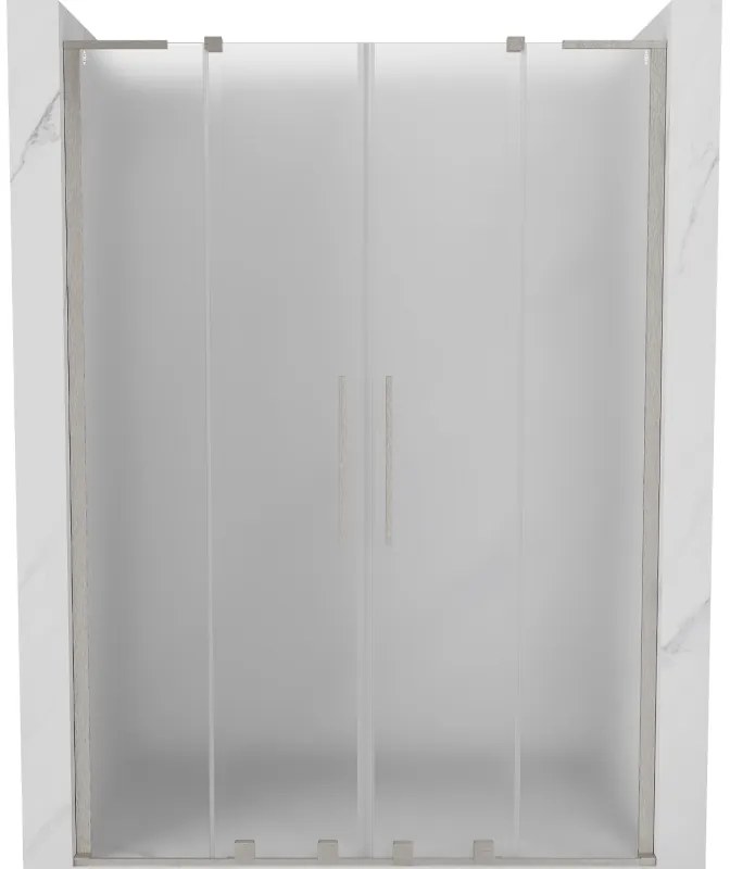 Mexen Velar L Duo, posuvné sprchové dvere do otvoru 150 cm, 8mm sklo námraza, brúsená oceľ, 871-150-003-32-97