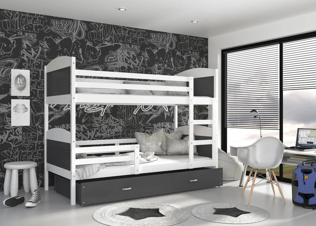 GL Mates biela MDF poschodová posteľ s úložným boxom Farba: Biela, Rozmer: 190x80