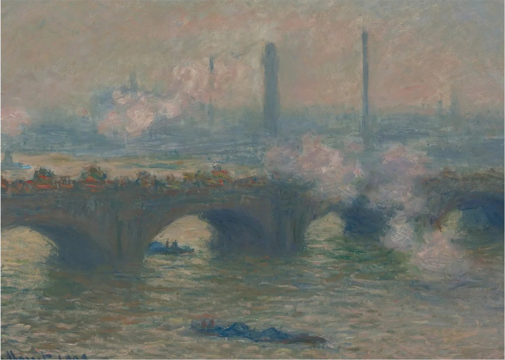 Obraz - Claude Monet, Waterloo Bridge, Gray Day, reprodukcia (70x50 cm)