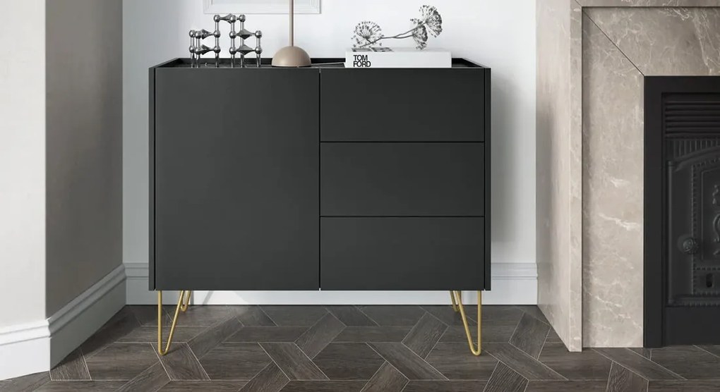 Komoda Harmony Va KSZ 97 cm čierna/čierny mramor