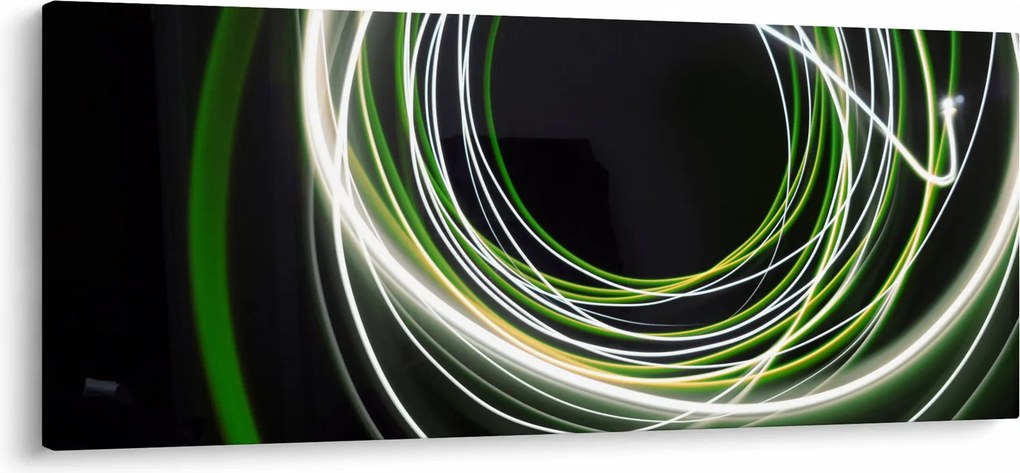 Obraz zelených čiar (120x50 cm)